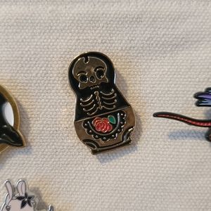 Skull Matryoshka Enamel Pin - Bundle 3+ pins for a discount.